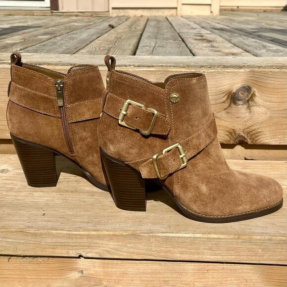 Women's GUESS Brown Suede Ankle Boots Booties Size 10 - Picture 1 of 8